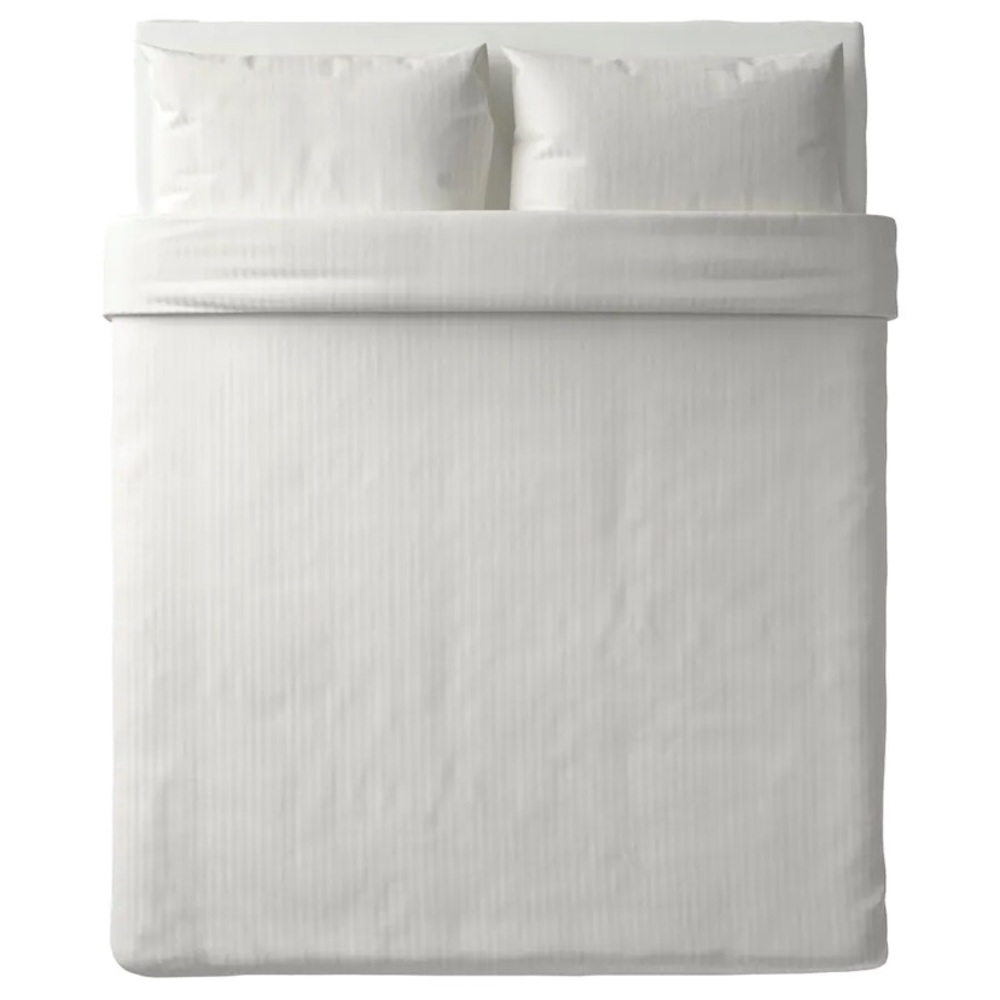 IKEA Sateen-woven duvet cover in white, Full Size Bed